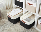 DECOMOMO Storage Baskets for Shelves - Fabric Closet Organizers and Storage Bins, Perfect Baskets for Organizing Closet Toys Nursery (Black and White, XL - 3 Pack)