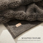 EVERGRACE Ultra Soft Luxury Fluffy Faux Rabbit Fur Throw Blanket, Thick Warm Fuzzy Blankets for Bed, Cozy Plush Reversible Blanket for Couch, Chair, Sofa, Dark Taupe, 50x60 Inches, 870 GSM