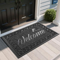 Yimobra Welcome Mat, Heavy Duty Sturdy Door Mats for Home Entrance Outdoor Indoor, Front Doormat for Outside Patio Floor Entry Porch Garage Office, Waterproof, Low Profile, 47X32 Inches, Black