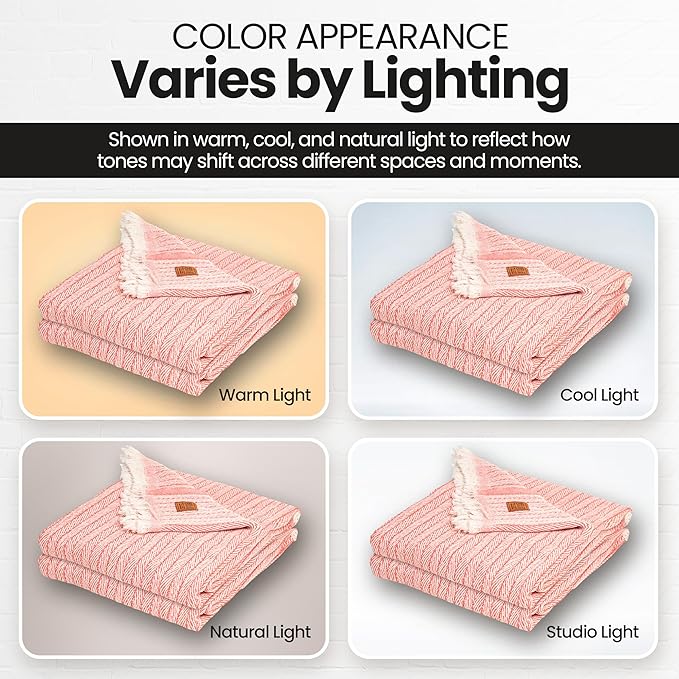 Gold Case Throw Blanket for Couch – 100% Recycled Turkish Cotton Blankets – Elegant Decorative Throw Blankets for Living Room Sofa – Woven Throws for Couch – Vintage Orange – 50x60 (Set of 2)