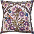 Tree of Life Pillow Cover Lavender Floral Pillowcase Botanical Flower Pillows Plants Farmhouse Traditional Chair Cushions Needlepoint Hand Embroidered Wool Size - 18x18