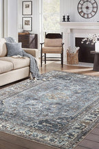 Keen Home Design 9x12 Rug - Machine Washable Area Rug with Non-Slip Backing, Ideal for Living Room, Dining Room, Bedroom - Vintage, Easy Clean, Durable, Low Pile Rug - (9' x 12')