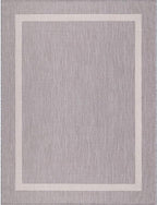 Bordered Outdoor Rug 6x9 Washable Outside Carpet for Indoor Patio Porch Waterproof Easy Cleaning Non Shedding Area Rugs Gray 6 x 9
