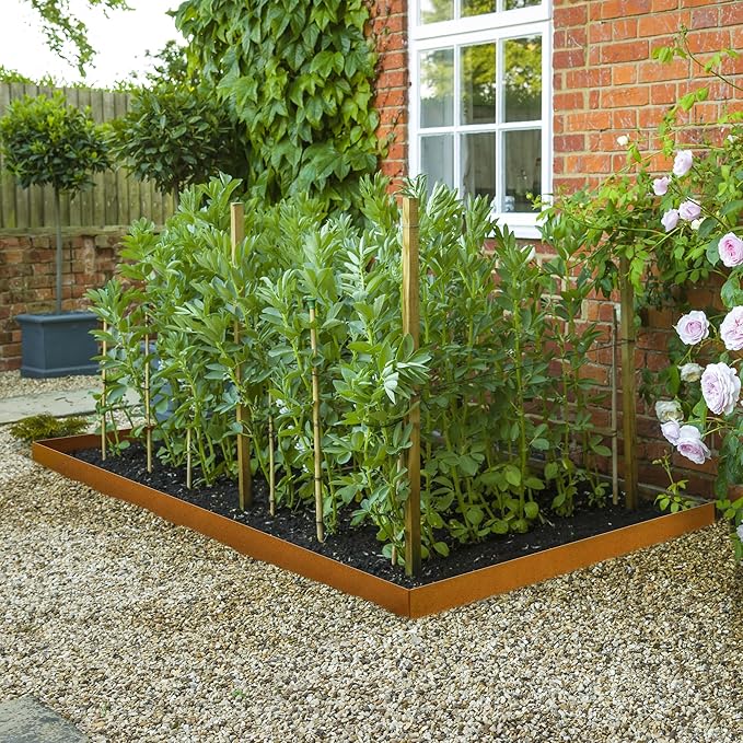 Worth Garden 6-Pack Pre-Rusted Cor-Ten Steel Landscape Edging - 40" L x 6" H Each (20ft Total) - No-Dig Hammer-in Heavy Duty 14-Gauge Metal Edging Border w/ 7 Clips & Gloves - Edge for Lawn Yard