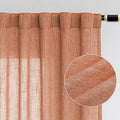MYSKY HOME Orange Curtains for Bedroom, Short Curtains for Small Window, Boho Semi Sheer 2 Panel Set, Linen Style Texture for Closet/Kitchen, 50"x63", Burnt Orange