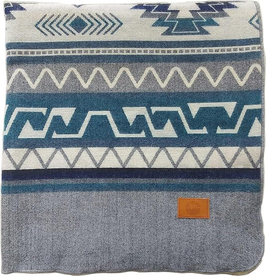 Off the Grid Inca Aztec Throw Blanket | Southwest Indian Navajo Boho Style | Native Woven Western Cover for Camping, Bedding, Couch (King, Condor Gray)