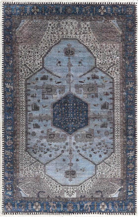 Keen Home Design 2x3 Rug - Machine Washable Entry Rug with Non-Slip Backing, Ideal for Enteryway, Kitchen, Bathroom, Laundry Room - Vintage, Easy Clean, Durable, Low Pile Rug - (2' x 3')