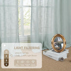 LAMIT Blue Linen Curtains 84 Inch Length for Living Room, Semi Sheer Light Filtering Drapes Bronze Grommet Boho Burlap Panels for Bedroom/Farmhouse, 2 Panels, 34 x 84 Inch, Greyish Blue