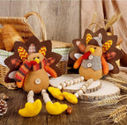 winemana Thanksgiving Decorations Set of 2 Turkeys with Dangling Legs, Mr and Mrs Turkey Couple Plush Tabletop Centerpieces for Fall Harvest Home Kitchen Shelf