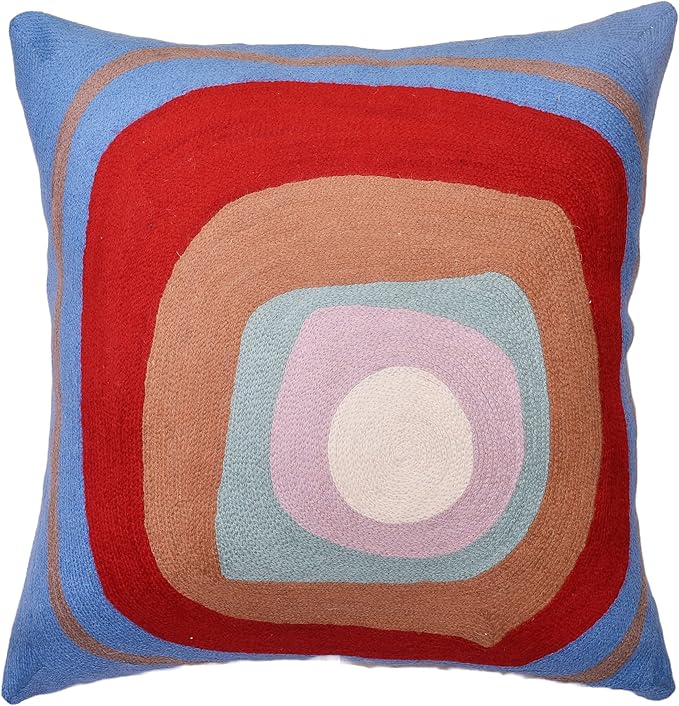 Kandinsky Modern Pillow Cover - Ruby Abstract Pillows | Contemporary Pillows | Mid Century Chair Cushions | Handmade Wool Size 18x18