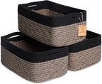 NaturalCozy 13.5”x8.5”x5.5” Rectangle Storage Baskets for Shelves 3 Pack | Cotton Rope Woven Small Baskets for Organizing | Small Storage Bins for Nursery, Bathroom, Closet, Shelf, Decorative