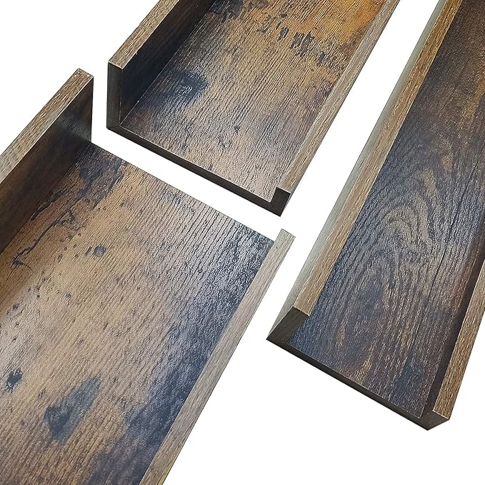 Giftgarden 36 Inch Large Floating Shelves for Wall Set of 3, Rustic Picture Ledge Wall Shelf for Bedroom Kitchen Bathroom Living Room Nursery Display, 3 Different Sizes