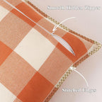 decorUhome Fall Orange and White Decorative Throw Pillow Covers 16x16 Set of 2, Buffalo Plaid Check Farmhouse Cushion Covers with Stitched Edge for Autumn Harvest Couch Sofa Bed Home Decor