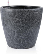 Dexceder 13x12 Self Watering Planter with Wheels Indoor Outdoor, Inner Pot Design, Thickened Large Floor Standing Flower Plant Pot with Water Level Indicator (Stone Matte)
