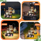Json Garden Owls Statue with Solar LED Lantern, Loving Owls Family Embrace, Gifts for Mom Yard Art, Whimsical Figurine Large Sculpture Lighted Outdoor Mother's Day Spring Decorations for Lawn, Porch