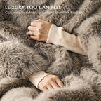 Luxury Faux Fur Throw Blanket, Soft Fluffy Faux Mink Blankets for Bed, Couch, Sofa, Thick Cozy Plush Warm Fur Throws with Reversible Velvet, Natural Mink, 50"x60"