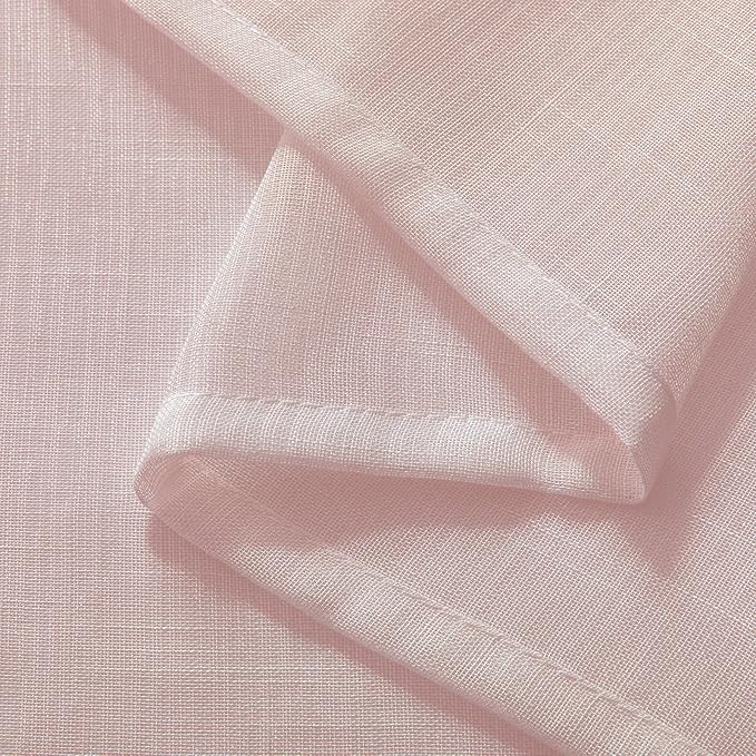 Joydeco Sheer Curtains 96 Inches Long, Beige Curtains for Living Room 2 Panels Set, Window Curtains Privacy Assured with Light Filtering(W52 x L96 Inch,Tapioca)