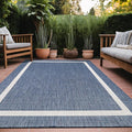 Bordered Outdoor Rug 8x10 Washable Outside Carpet for Indoor Patio Porch Waterproof Easy Cleaning Non Shedding Area Rugs Blue 8 x 10