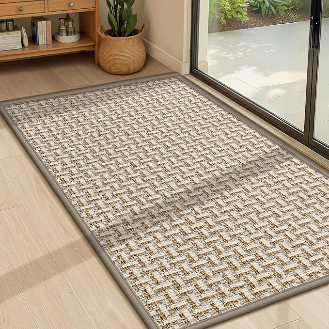 LEKEEPGO Door Mat Indoor Entrance 24"x36", Absorbent Indoor Door Mat, Non Slip Rubber Backing Inside Door Mats, Washable Floor Mat, Low-Profile Doormat for Front Door, Entryway, Entrance, Grey