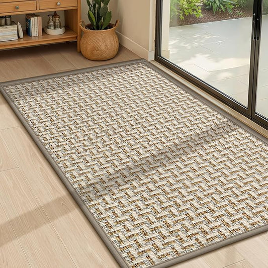 LEKEEPGO Door Mat Indoor Entrance 24"x36", Absorbent Indoor Door Mat, Non Slip Rubber Backing Inside Door Mats, Washable Floor Mat, Low-Profile Doormat for Front Door, Entryway, Entrance, Grey