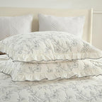 MarCielo 3-Piece 100% Cotton Bedspread Lightweight Quilt Coverlet Embroidery Farmhouse Bedding Set (Floral,Queen (98" X 90"))