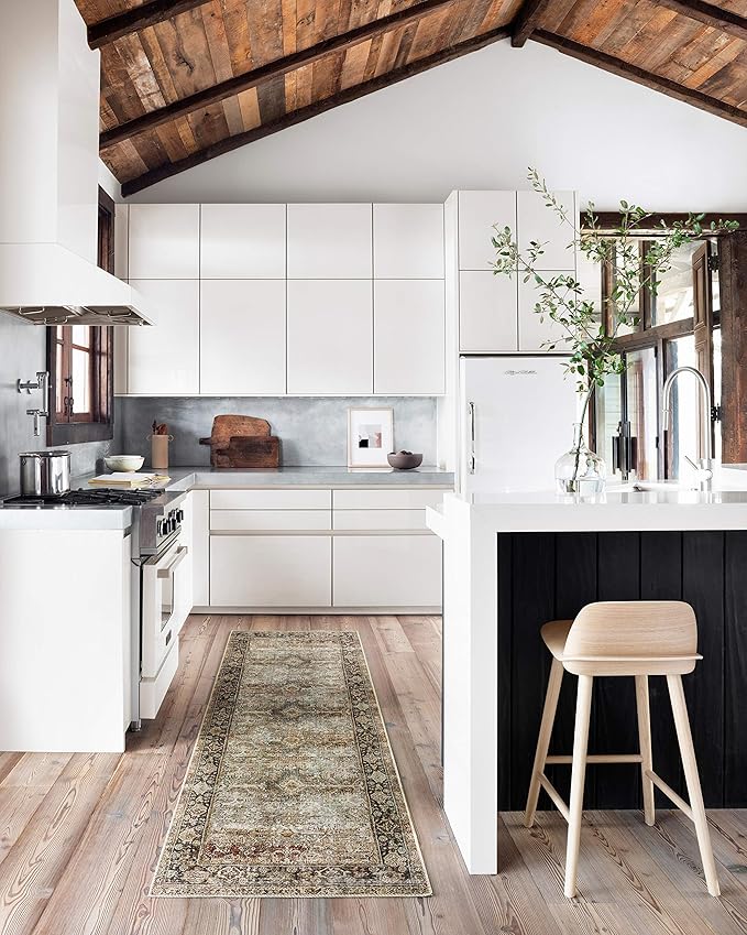 Loloi Layla Collection LAY-03 Olive/Charcoal 9'-6" x 14' .13" Thick Area Rug, Soft, Durable, Vintage Inspired, Distressed, Low Pile, Non-Shedding, Easy Clean, Printed, Living Room Rug