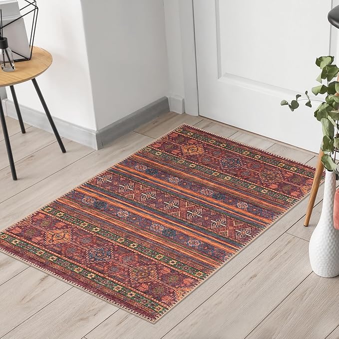 Keen Home Design 2x3 Rug - Machine Washable Entry Rug with Non-Slip Backing, Ideal for Enteryway, Kitchen, Bathroom, Laundry Room - Vintage, Easy Clean, Durable, Low Pile Rug - (2' x 3')