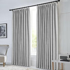 Macochico 100% Blackout Pinch Pleated Linen Curtains Thermal Window Treatments Sound Reducing Curtains for Bedroom Living Room Light Grey Farmhouse Burlap Drapes with Tieback 52”Wx63”L 1 Panel