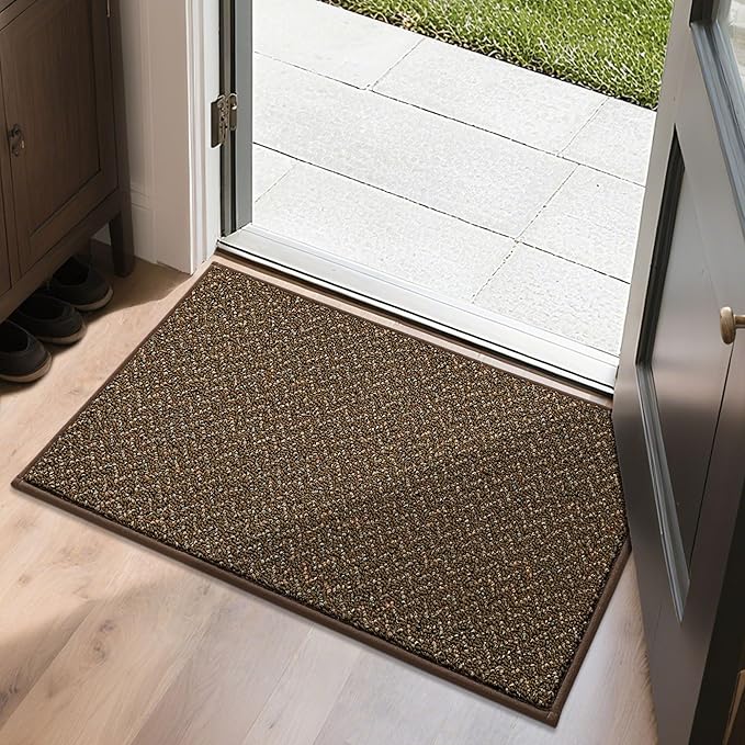 COSY HOMEER-Door-Mat 20" x 32" Non Slip Absorbent Entryway Rugs Dirt Trapper Doormats Washable Entrance Mats Low Pile Welcome Floor Mat for Front Back Door and Entry Mats,Brown