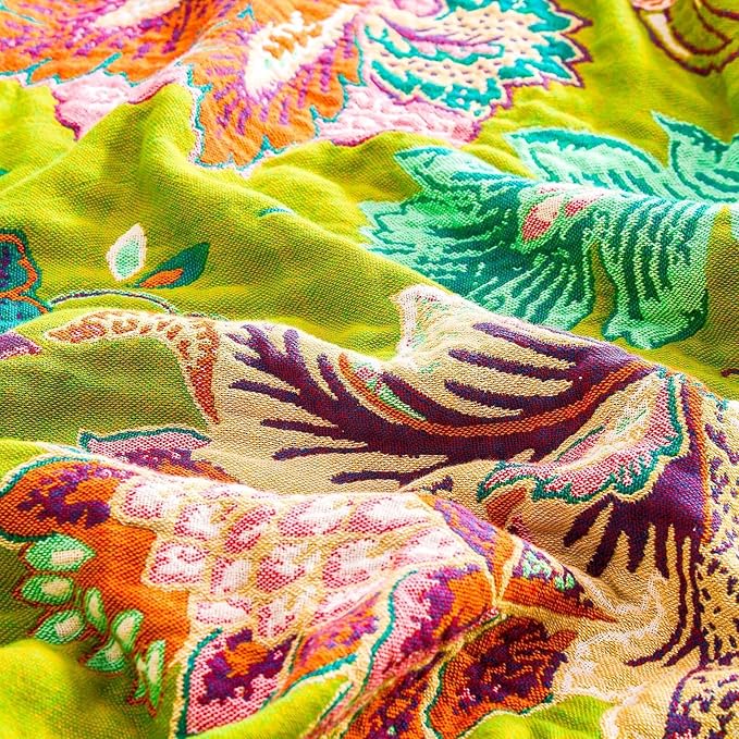 Fall Throw Blanket, 100% Cotton Soft Rustic Boho Throw Blanket for Bed, 60"x80" Farmhouse Decor Bed Flower Blankets, Light Weight Reversible Bohemian Throw Quilt