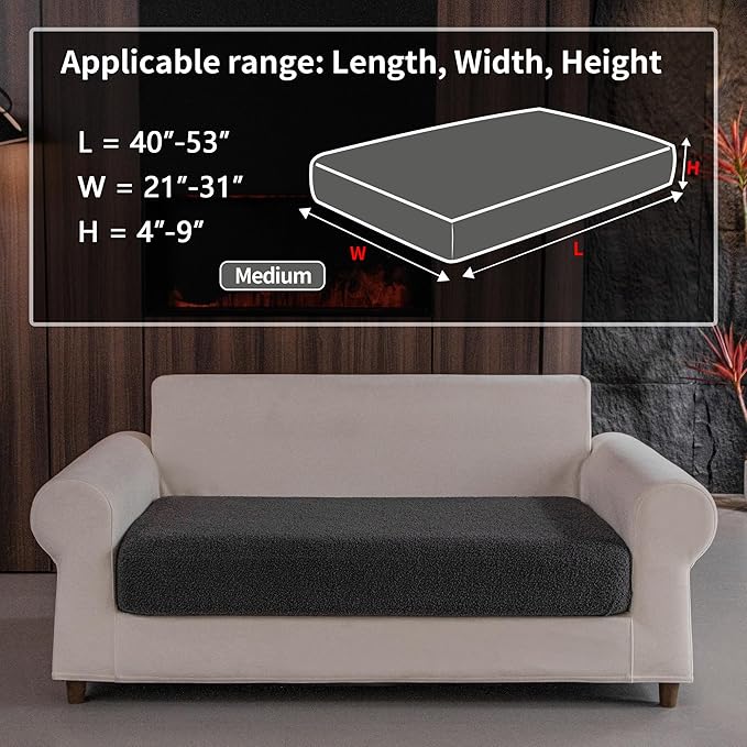 Couch Cushion Covers for Sectional Sofa, Stretch Soft Sofa Slipcovers Washable Wear-Resistant Universal Furniture Protector for Living Room(1 Piece Loveseat Cover, Dark Gray)