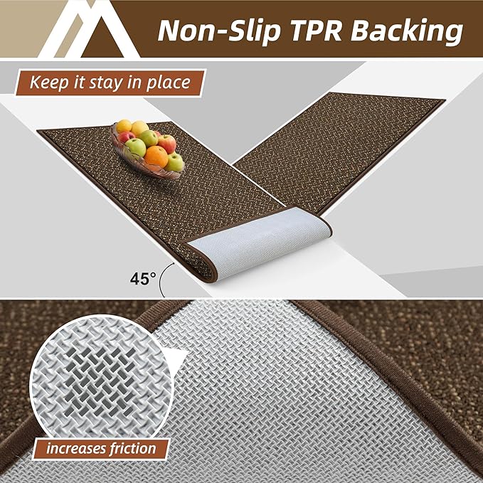 COSY HOMEER-Door-Mat 24"x36" Non Slip Absorbent Entryway Rugs Dirt Trapper Doormats Washable Entrance Mats Low Pile Welcome Floor Mat for Front Back Door and Entry Mats,Brown