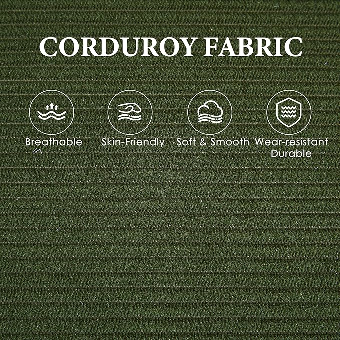 URRED Modular Sectional Sofa Comfy Cloud Couch, Modern Corduroy Sofa Sleeper Deep Seat Couches with Ottoman/Pillows for Living Room (Green, 82.6''- L Shape)