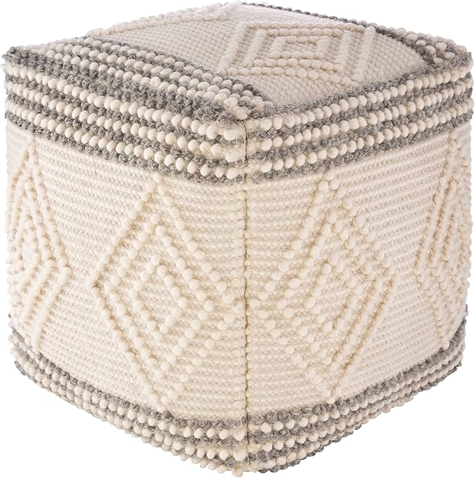Mark&Day Pouf Ottoman, Prellenkirchen Modern Charcoal Cube Pouf Foot Rest for Living Room, Bedroom and Boho Home Decor (18"x18"x18")