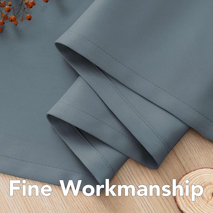 H.VERSAILTEX Stone Blue Blackout Curtains for Bedroom/Living Room 84 Inch Length 2 Panels Set - Thermal Insulated Room Darkening Grommet Top Blue Curtains(52 by 84 - Inch,Stone Blue)