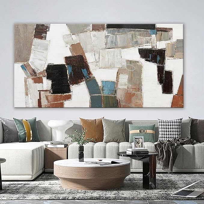 Abstract Wall Art Large Canvas Wall Art Decor Modern Wall Art Decor Minimalist Geometric Line Wall Decor Artwork for Walls Textured Wall Art Prints For Room Living Room Bedroom Office Wall Decor 29"X58"