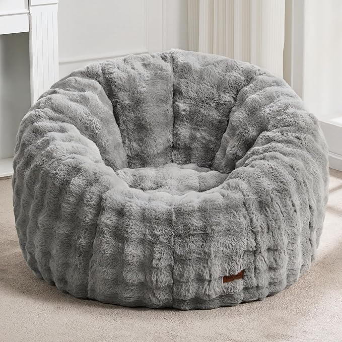 Hobestluk Bean Bag Chair Oversized Bean Bag Chair for Adults Donut-Shaped Large Bean Bag with Spacious Design for Living Room Bedroom or Reading Nook (Bubble Grey)