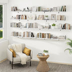 Heimlove 48 Inch Large Floating Bookshelves Set of 3,White Wall Mounted Bookshelves,Heavy Duty Wooden Shelves for Living Room,Bedroom,Kitchen,Laundry Room Storage & Decor