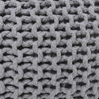REDEARTH Round Boho Pouf Ottoman - Cable Knitted Cord Boho Pouffe - Stuffed Poof Accent Beanbag Footrest for Living Room - Nursery - Bedroom - Covered Patio - Study Nook (19.5"x19.5"x14") - Gray