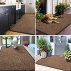 Mibao Front Door Mat, Dirt Trapper Welcome Mat for Outdoor Indoor, Non-Slip Waterproof Doormat, Durable Machine Washable Low Profile Entry Rug for Back Door Outside Patio Porch, 72" x 24", Brown