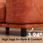 Modern Minimalist Chenille Modular Sectional Sofa, Oversized Couch and Loveseat Set with Thick Cushions, Upholstered Sofa for Small Spaces, Living Room, Bedroom, Office, Apartment(Orange,75" Loveseat)