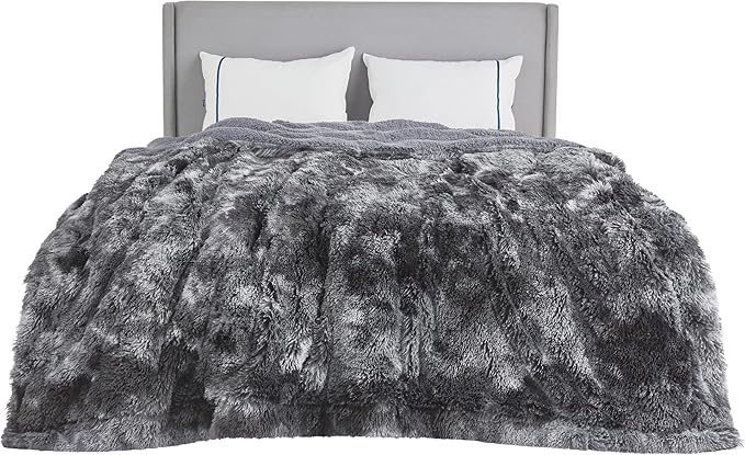Bedsure GentleSoft Fluffy King Size Blanket for Bed, Faux Fur Fuzzy Minky Couture Warm Blanket for Winter, Thick Plush Sherpa Fleece Oversized Giant Bedding Cozy Gifts for Room, 108x90, Tie Dye Grey