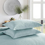 MarCielo 3-Piece 100% Cotton Oversized Bedspread Lightweight Quilt Coverlet Embroidery Farmhouse Bedding Set (TM Mint Green, Oversized Queen (100"x106"))