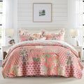 NEWLAKE Cotton Patchwork Bedspread, 3-Piece Bedding Quilt Set with Real Stitched Embroidery, Reversible Matelasse Bed Coverlet Set,Bohemian Floral,California King Size