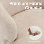 Swivel Accent Chair, Chenille Barrel Chair for Living Room, Cozy Round Boucle Arm Chair, Metal Base for Club Nursery Bedroom, Beige