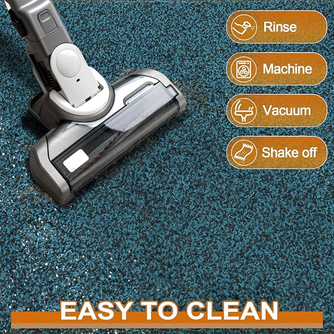 Mibao Front Door Mat, Dirt Trapper Welcome Mat for Outdoor Indoor, Non-Slip Waterproof Doormat, Durable Machine Washable Low Profile Entry Rug for Back Door Outside Patio Porch, 30" x 18", Blue