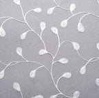 MIUCO Floral Embroidered Semi Sheer Curtains Faux Linen Grommet Curtain Panels for Bedroom 52 x 95 Inch 2 Panels, Grey