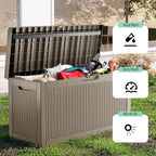 DRATO 60 Gallon Deck Box, Waterproof Resin Large Outdoor Storgae Box for Patio Furniture, Patio Cushions, Gardening Tools, Pool and Sports Supplies, Lockable