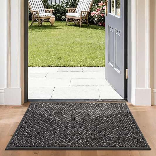 COSY HOMEER-Door-Mat 24"x36" Non Slip Absorbent Entryway Rugs Dirt Trapper Doormats Washable Entrance Mats Low Pile Welcome Floor Mat for Front Back Door and Entry Mats,Dark Grey