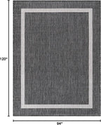 Bordered Outdoor Rug 8x10 Washable Outside Carpet for Indoor Patio Porch Waterproof Easy Cleaning Non Shedding Area Rugs Gray 8 x 10